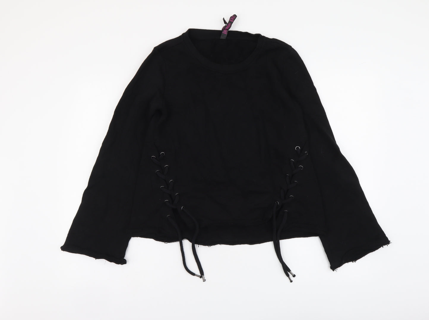 Betsey Johnson Womens Black Cotton Pullover Sweatshirt Size S Pullover