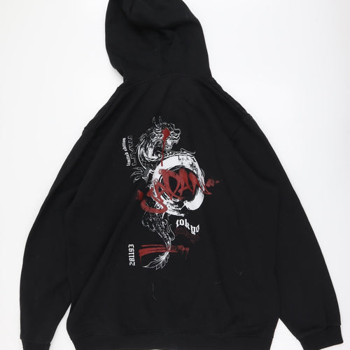 Boohoo Mens Black Cotton Pullover Hoodie Size 2XL