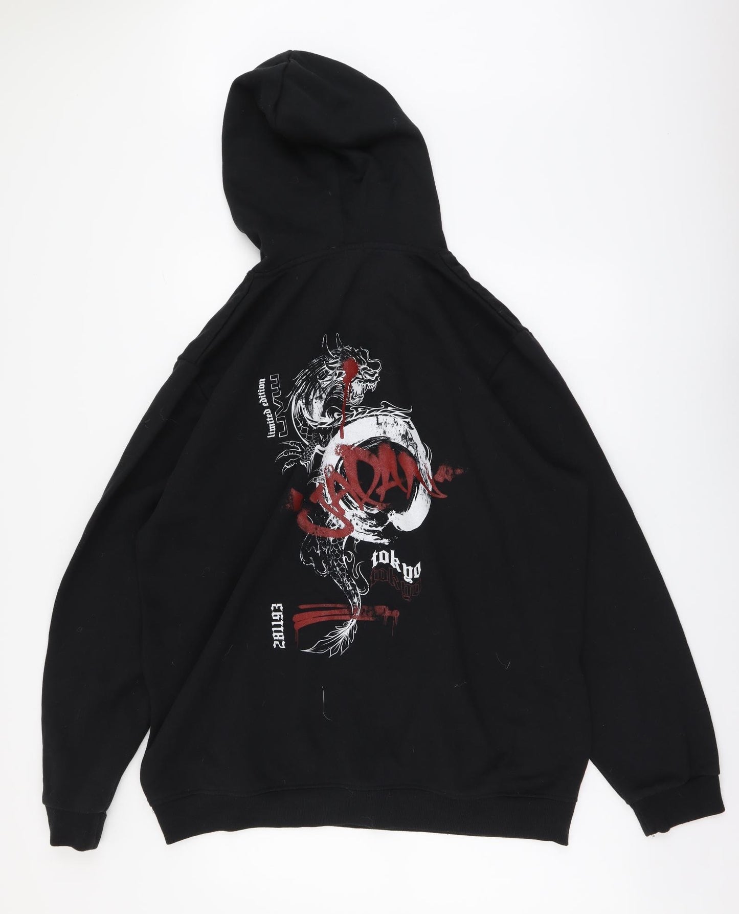 Boohoo Mens Black Cotton Pullover Hoodie Size 2XL