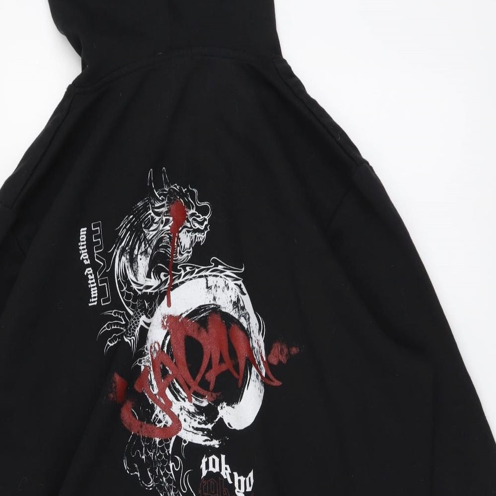Boohoo Mens Black Cotton Pullover Hoodie Size 2XL