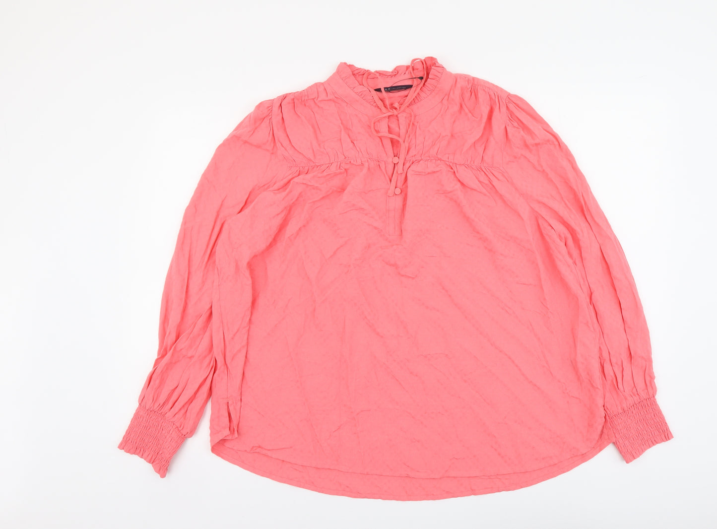Marks and Spencer Womens Pink Viscose Basic Blouse Size 14 Round Neck