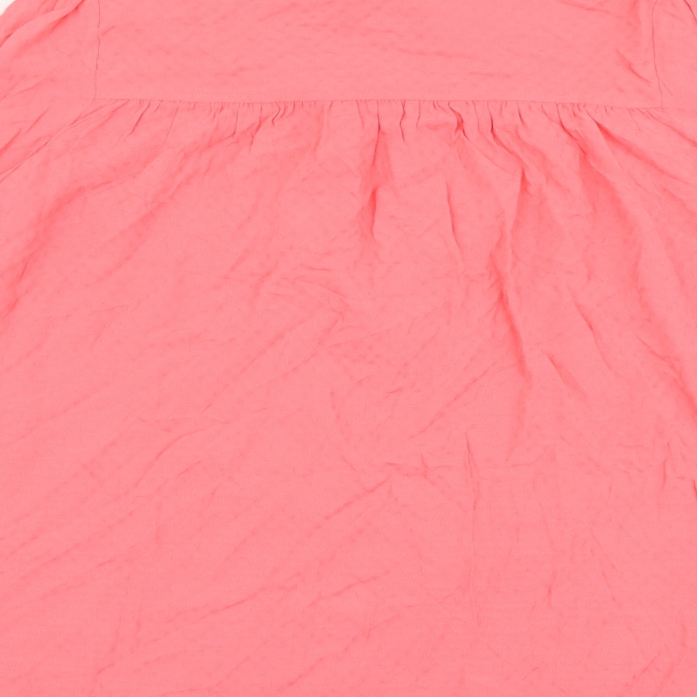 Marks and Spencer Womens Pink Viscose Basic Blouse Size 14 Round Neck