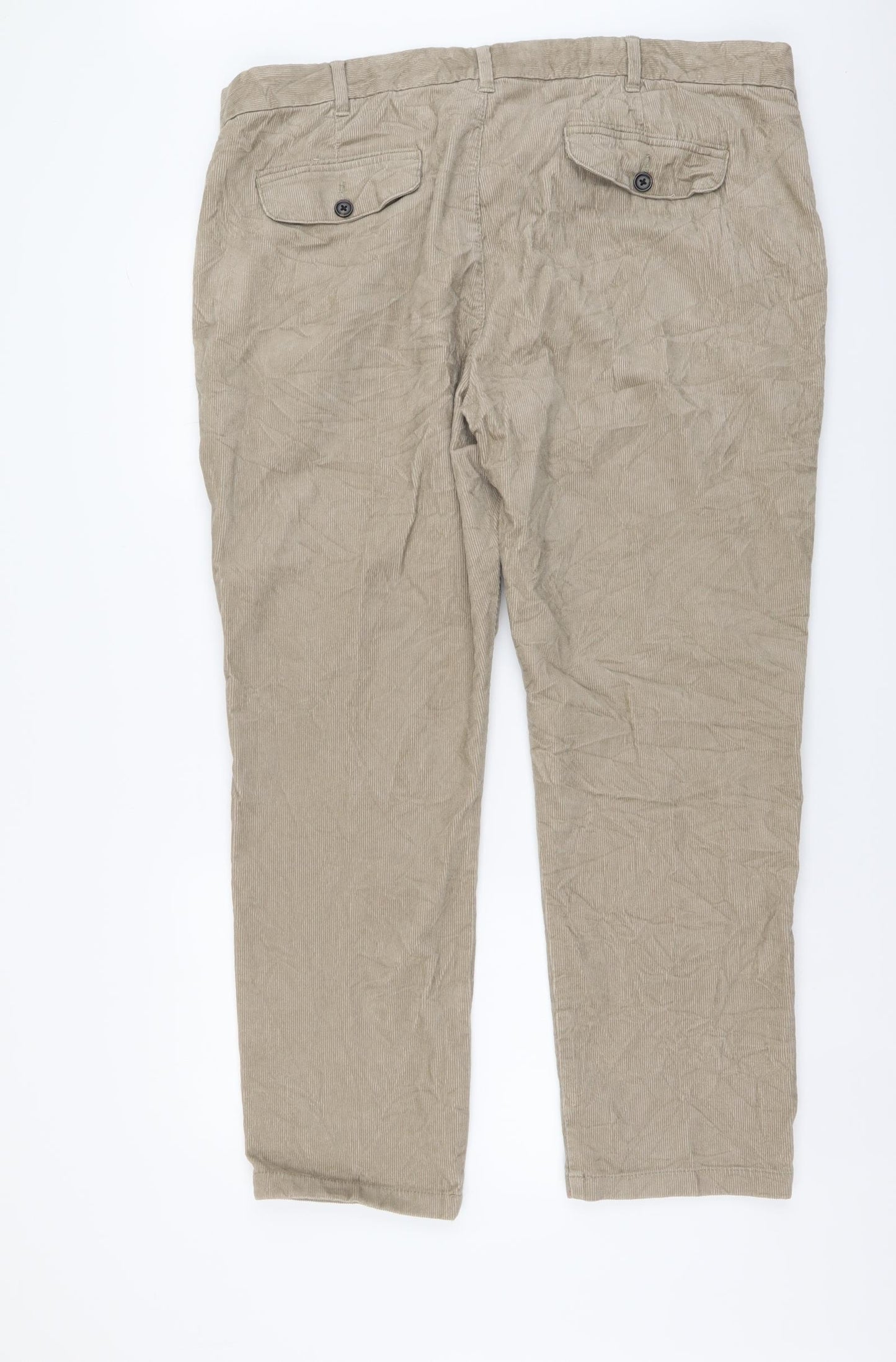 Marks and Spencer Mens Beige Cotton Straight Jeans Size 42 in L29 in Regular Button