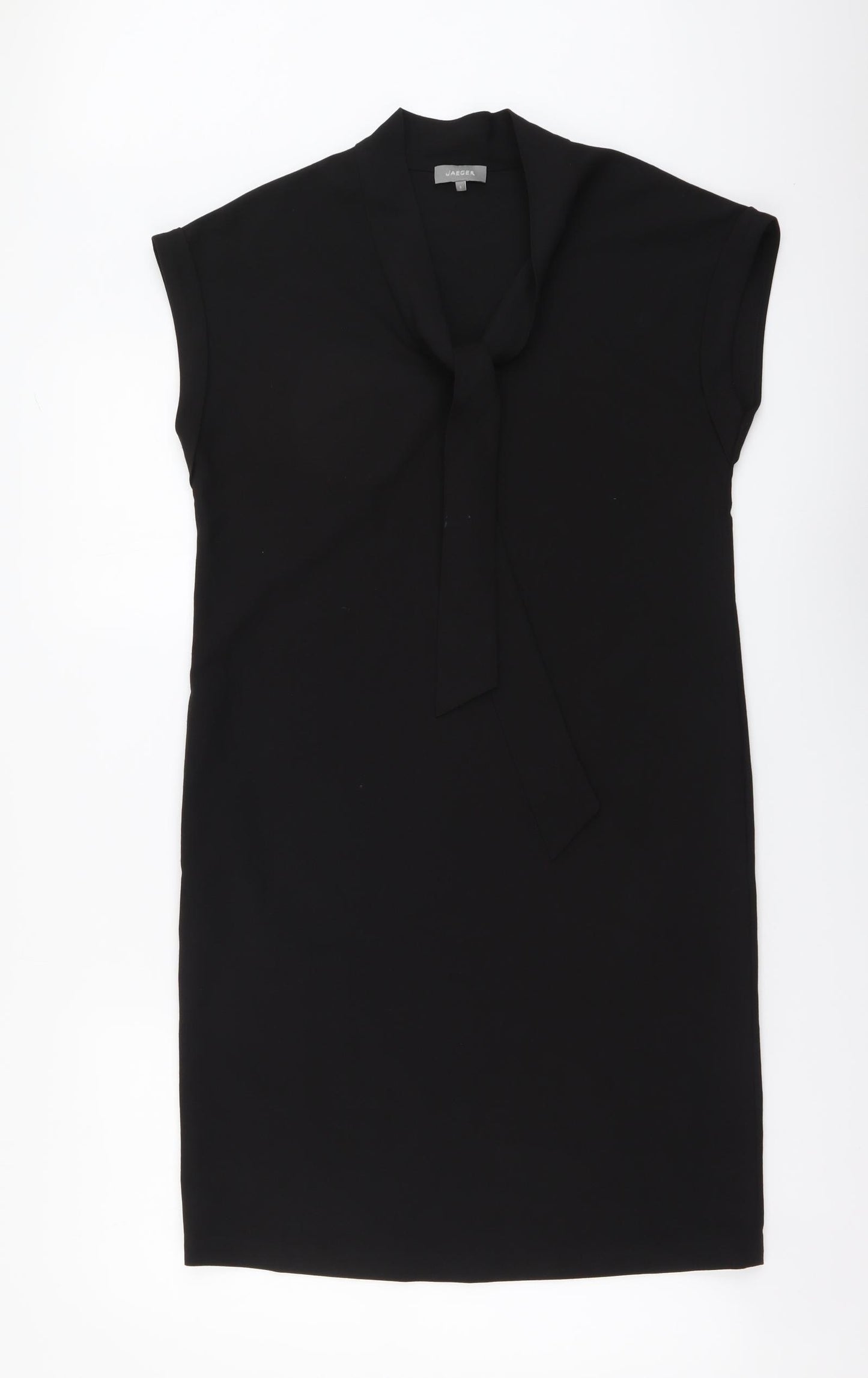 Jaeger Womens Black Polyester Tank Dress Size 8 V-Neck Pullover