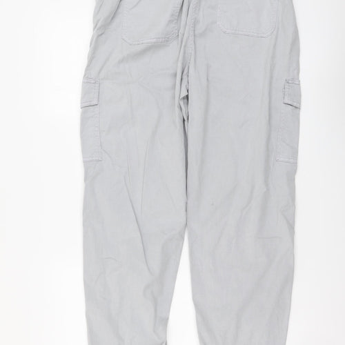 Marks and Spencer Womens Grey Lyocell Jogger Trousers Size 14 L28 in Regular Button