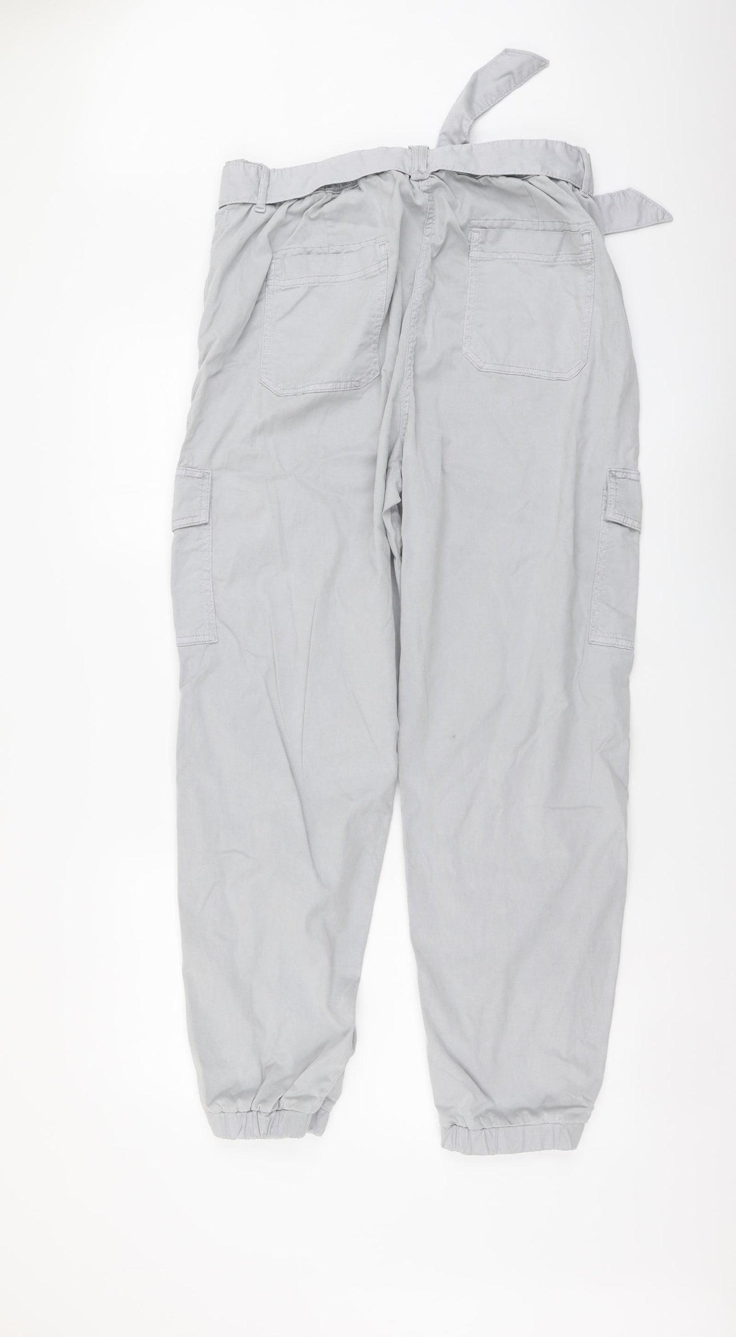 Marks and Spencer Womens Grey Lyocell Jogger Trousers Size 14 L28 in Regular Button