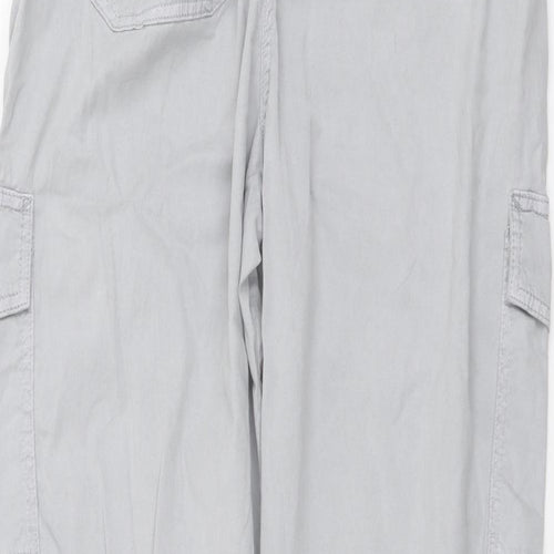Marks and Spencer Womens Grey Lyocell Jogger Trousers Size 14 L28 in Regular Button
