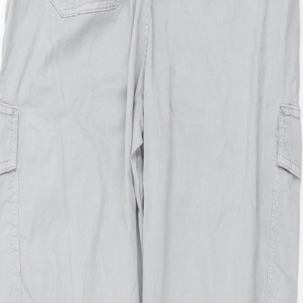 Marks and Spencer Womens Grey Lyocell Jogger Trousers Size 14 L28 in Regular Button