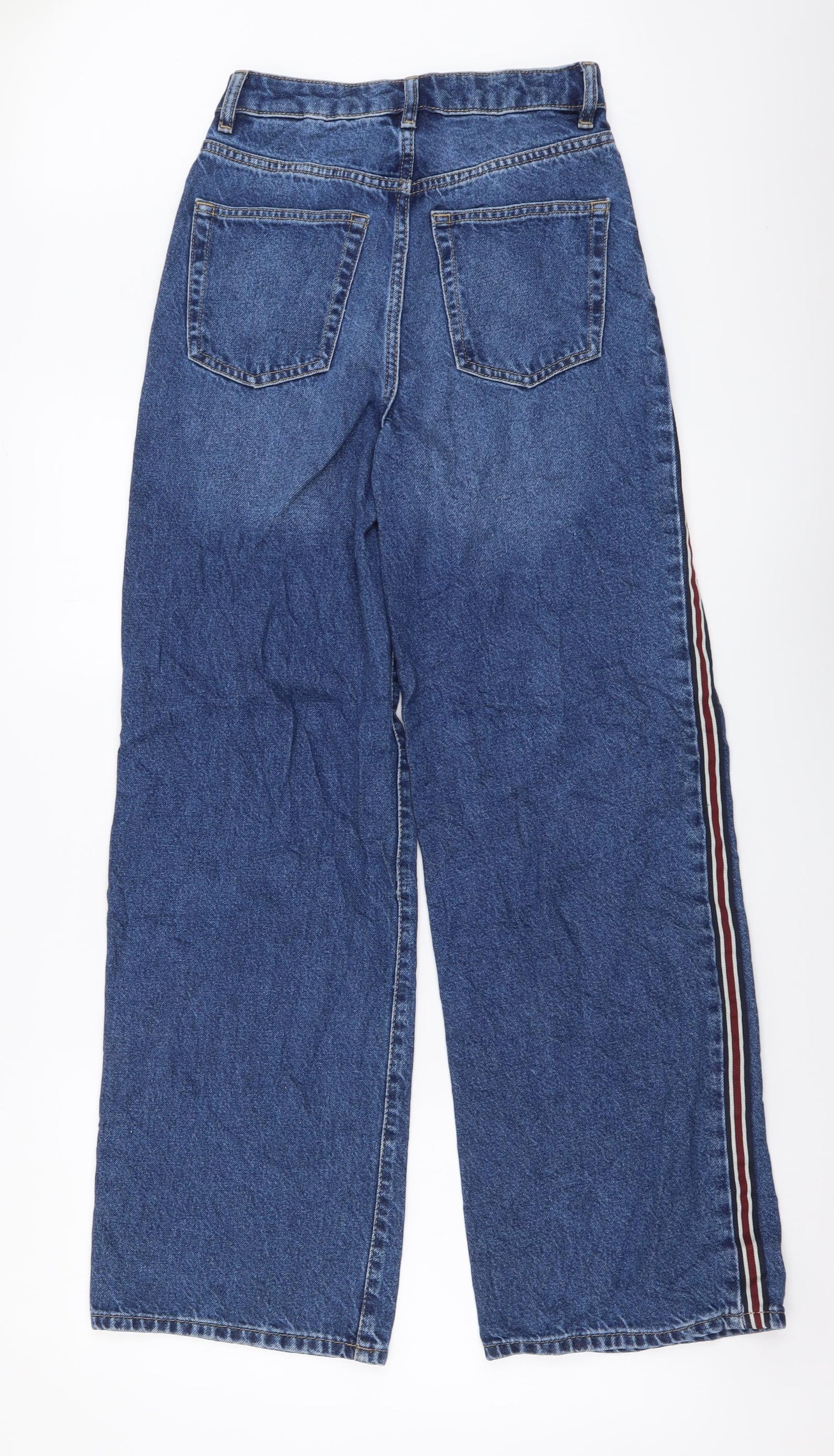 Marks and Spencer Womens Blue Cotton Wide-Leg Jeans Size 6 L30 in Regular Button