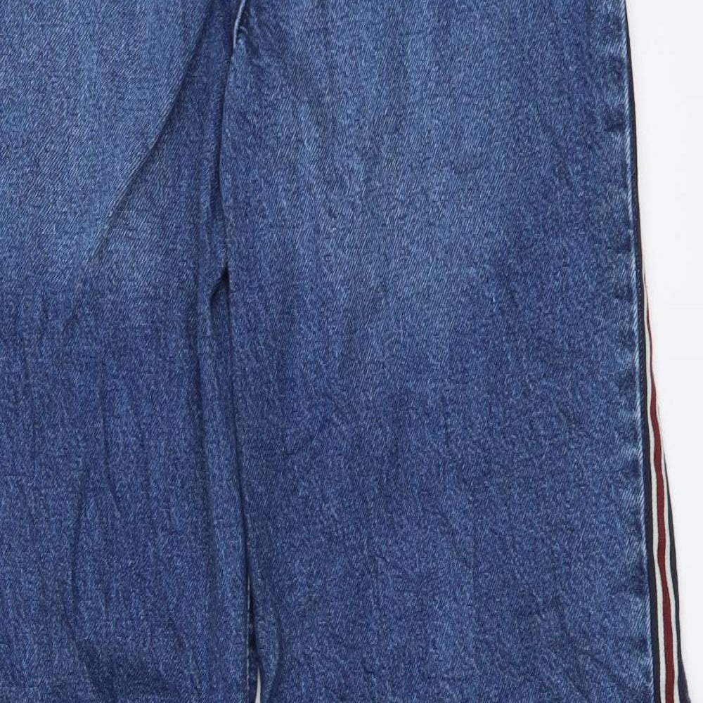 Marks and Spencer Womens Blue Cotton Wide-Leg Jeans Size 6 L30 in Regular Button