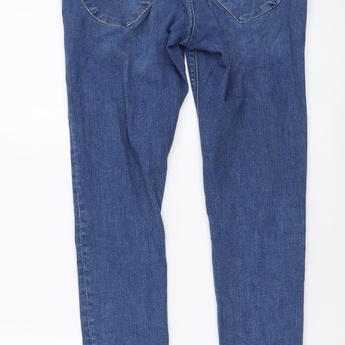 H&M Womens Blue Cotton Skinny Jeans Size L L30 in Regular Button