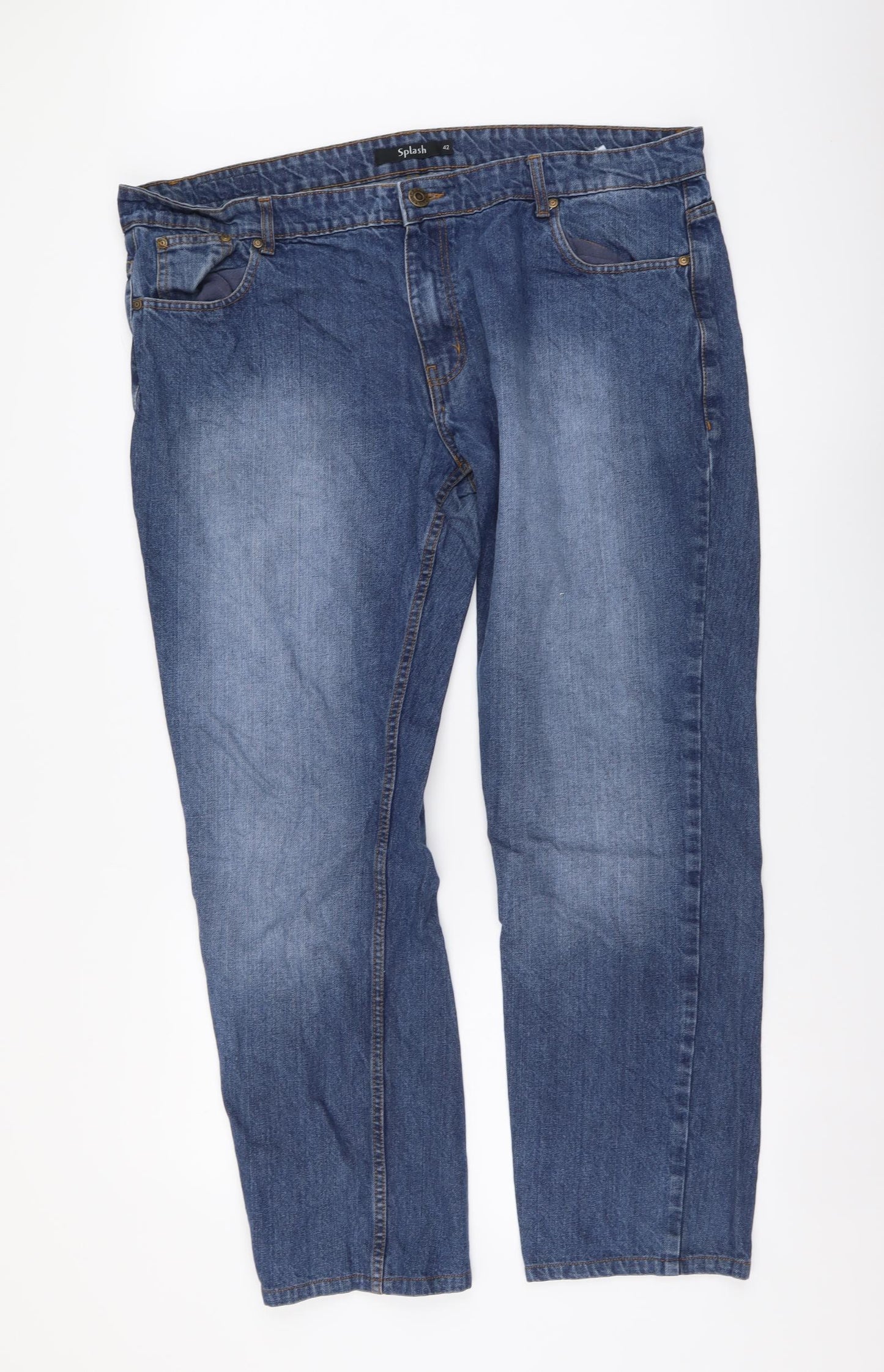 SPLASH Mens Blue Cotton Straight Jeans Size 42 in L31 in Regular Button