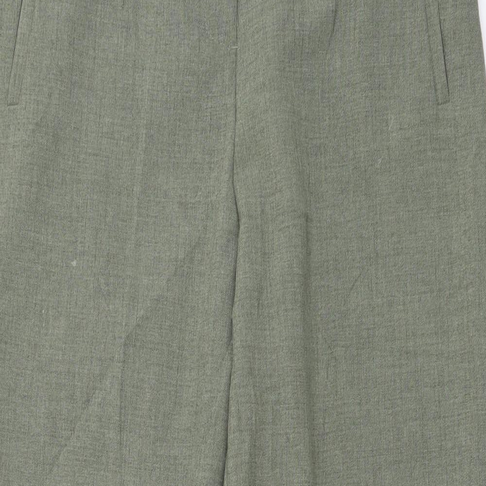 BHS Womens Green Polyester Trousers Size 12 L28 in Regular Button