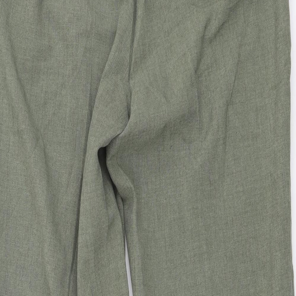 BHS Womens Green Polyester Trousers Size 12 L28 in Regular Button