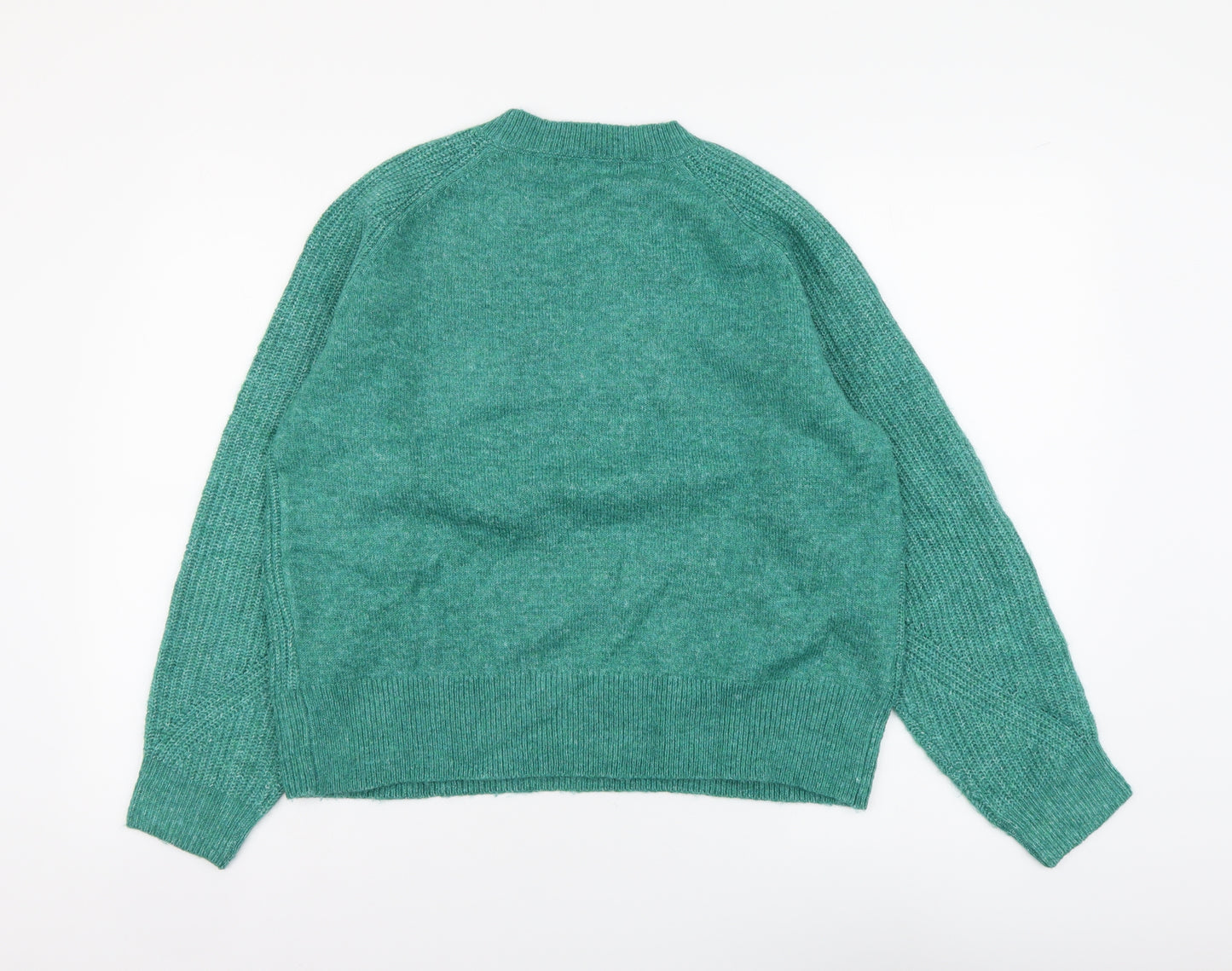 Marks and Spencer Womens Green Round Neck Acrylic Pullover Jumper Size M