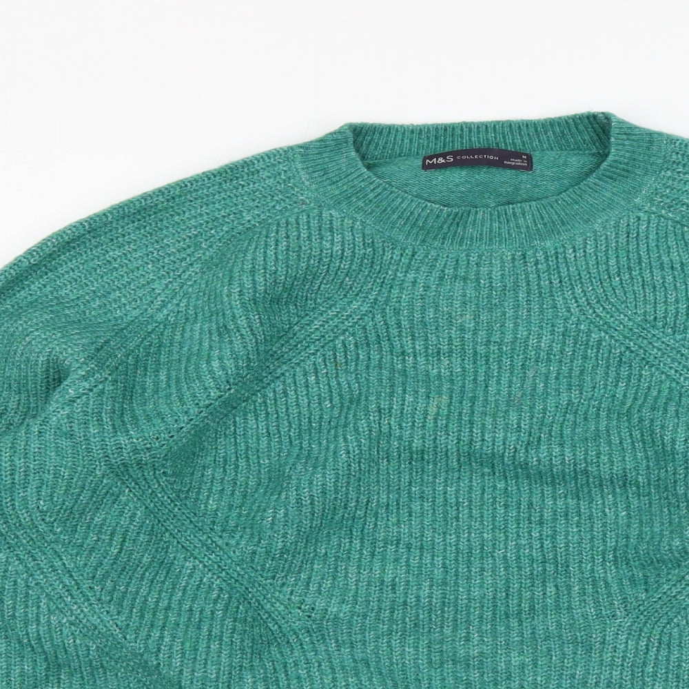 Marks and Spencer Womens Green Round Neck Acrylic Pullover Jumper Size M