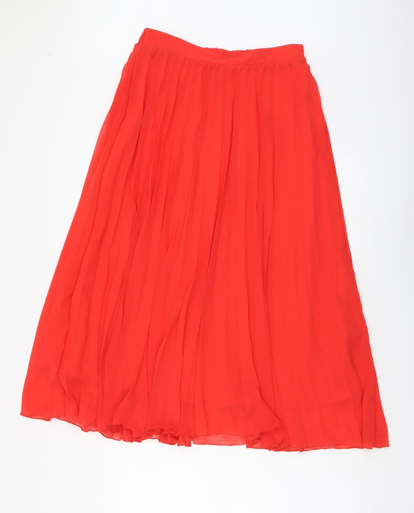 Marks and Spencer Womens Red Polyester Pleated Skirt Size 8