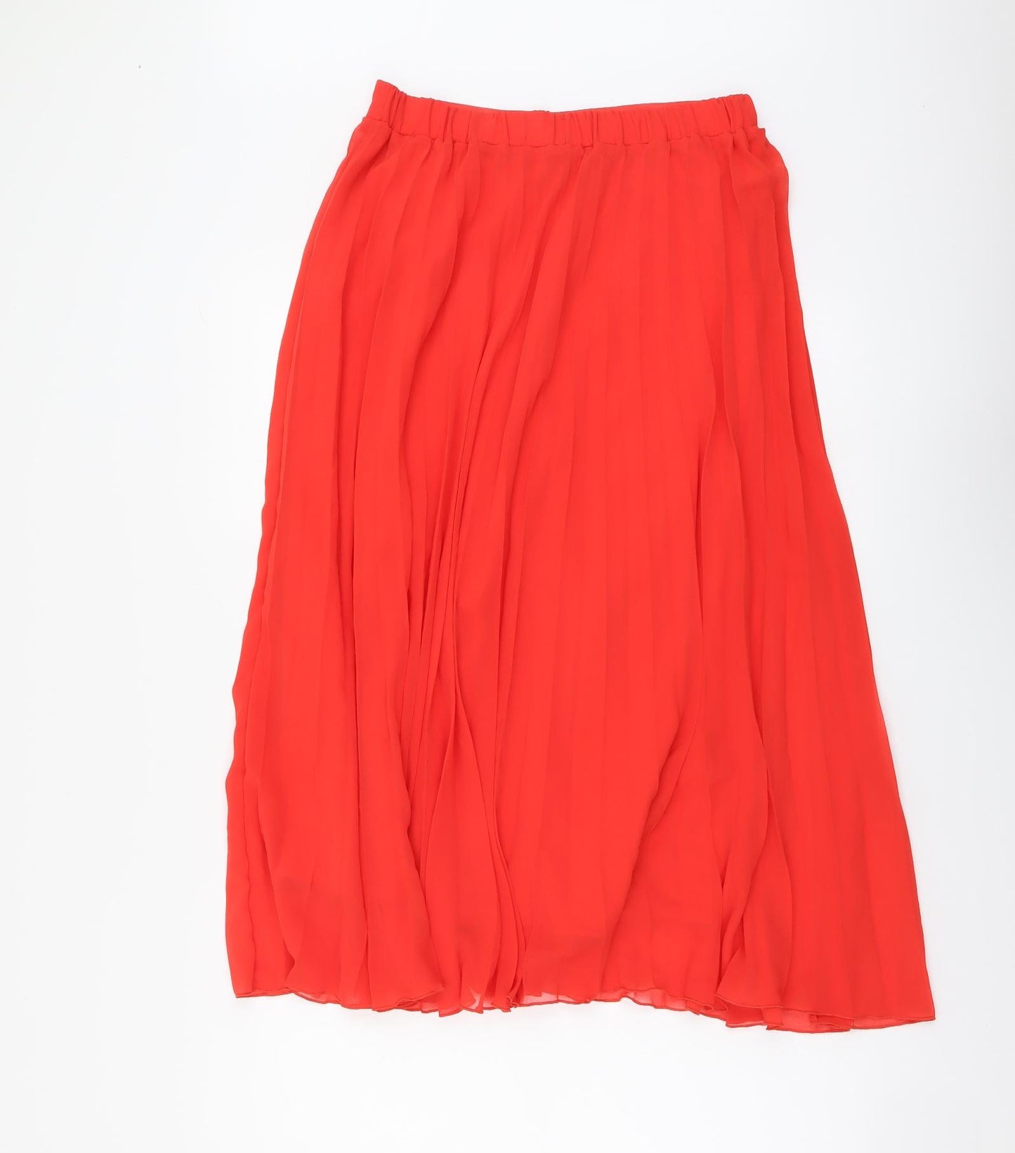Marks and Spencer Womens Red Polyester Pleated Skirt Size 8