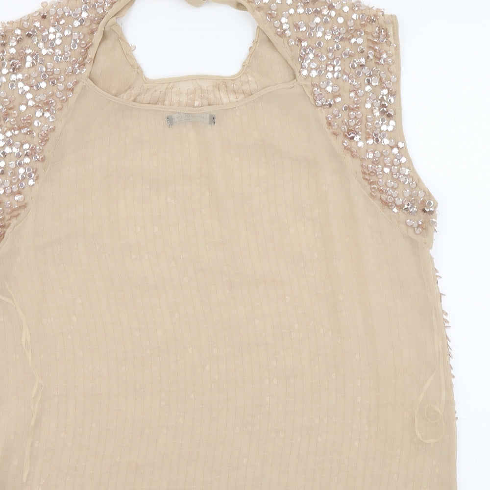 Atmosphere Womens Beige Polyester Basic Blouse Size 16 Round Neck