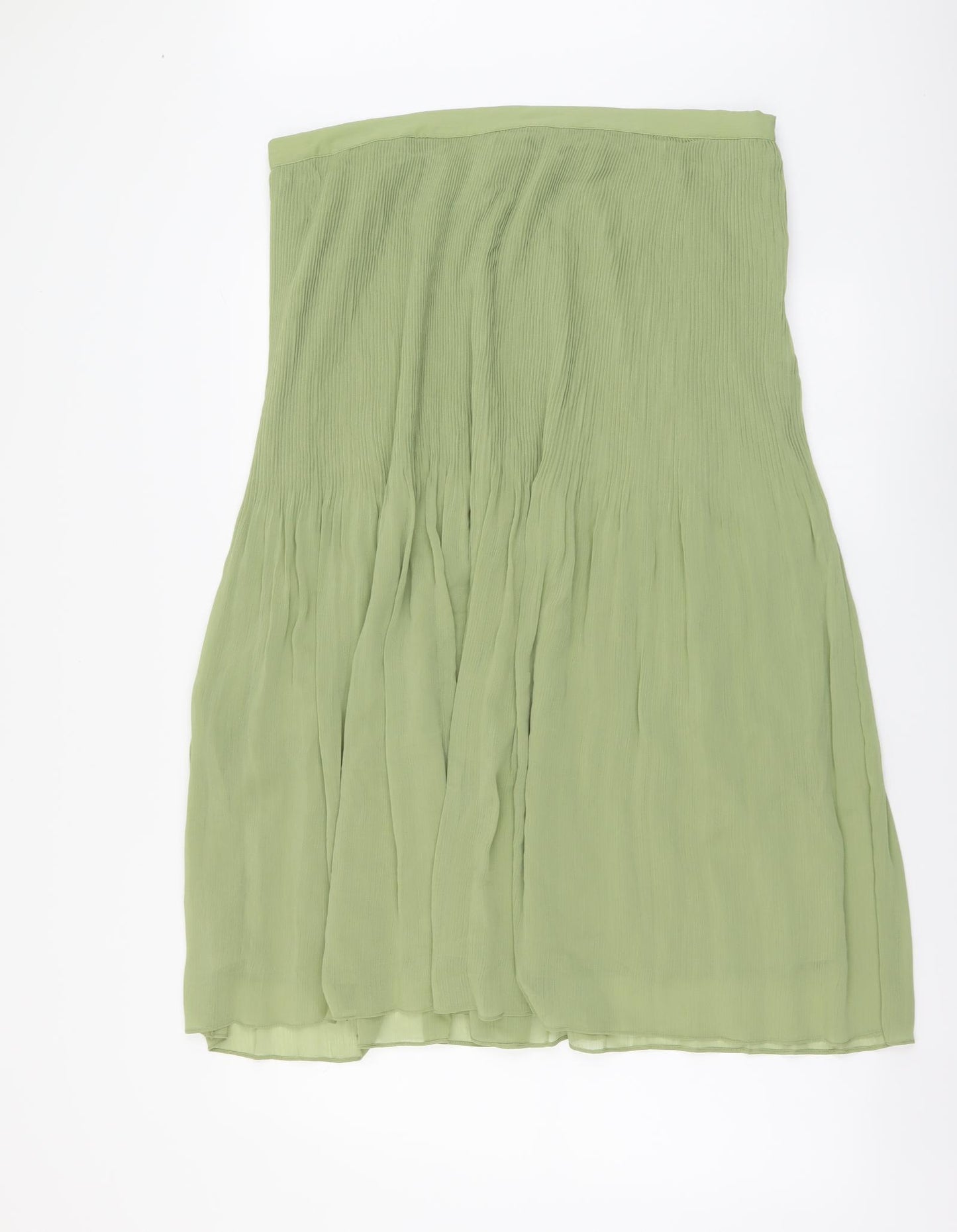 Marks and Spencer Womens Green Polyester Pleated Skirt Size 18 Zip