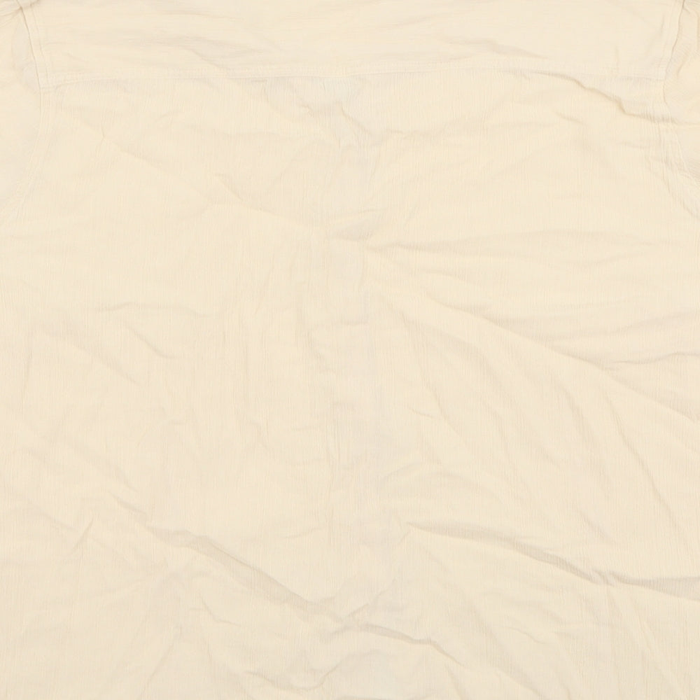 Marks and Spencer Womens Beige Cotton Basic Button-Up Size 18 V-Neck