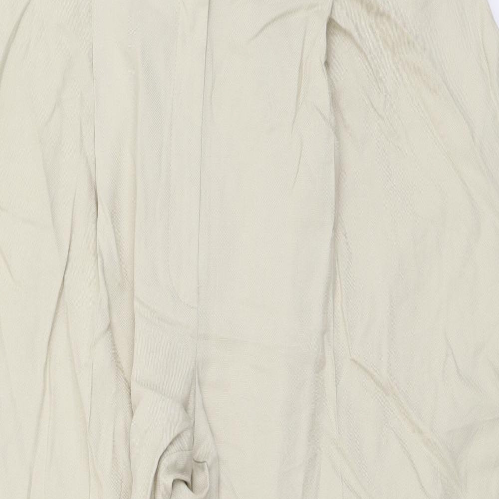 Marks and Spencer Womens Beige Lyocell Cropped Trousers Size 16 L21 in Regular Button