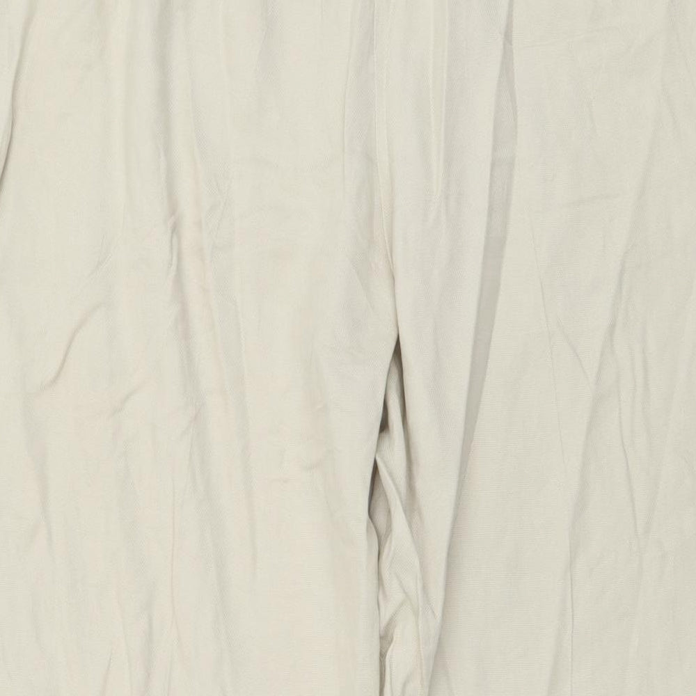 Marks and Spencer Womens Beige Lyocell Cropped Trousers Size 16 L21 in Regular Button