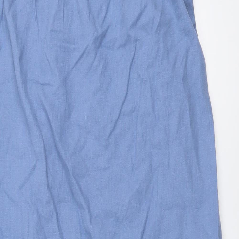 Marks and Spencer Womens Blue Linen A-Line Size 10 Square Neck Pullover