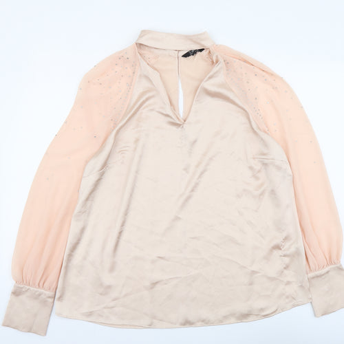 Star Womens Pink Polyester Basic Blouse Size 16 V-Neck