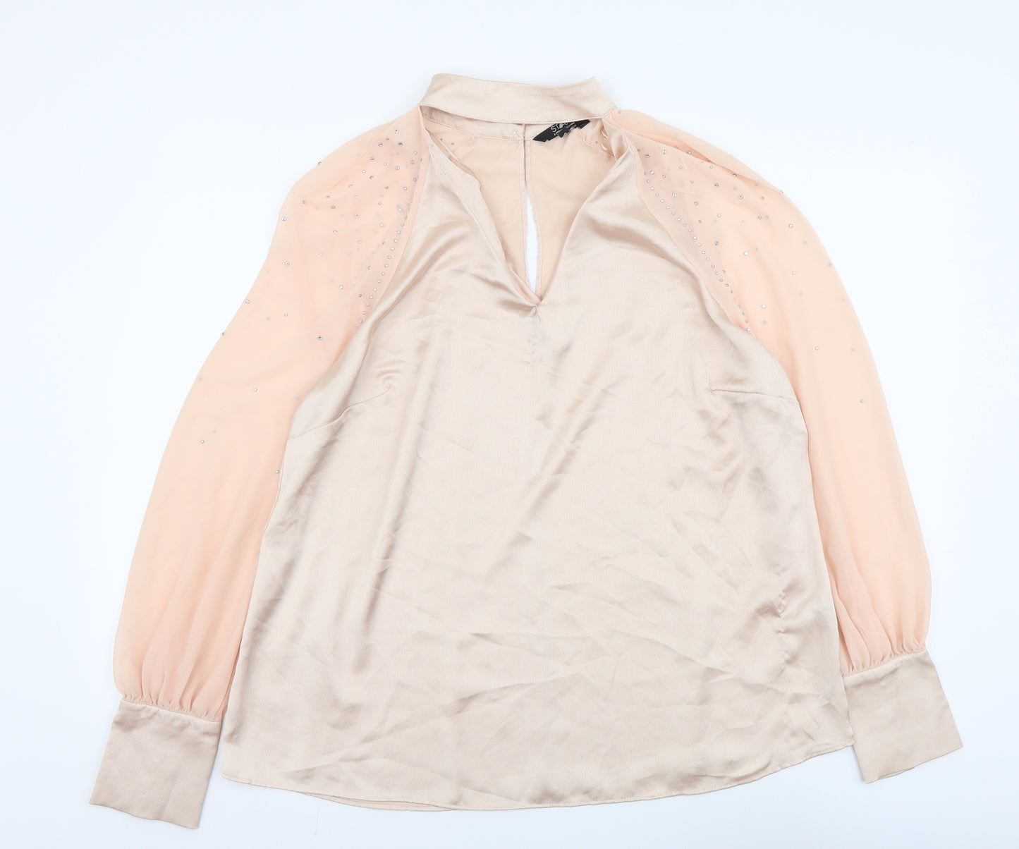 Star Womens Pink Polyester Basic Blouse Size 16 V-Neck