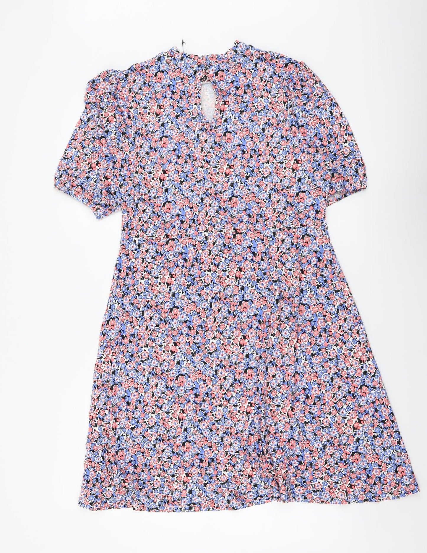 Marks and Spencer Womens Multicoloured Floral Viscose A-Line Size 14 Mock Neck Pullover