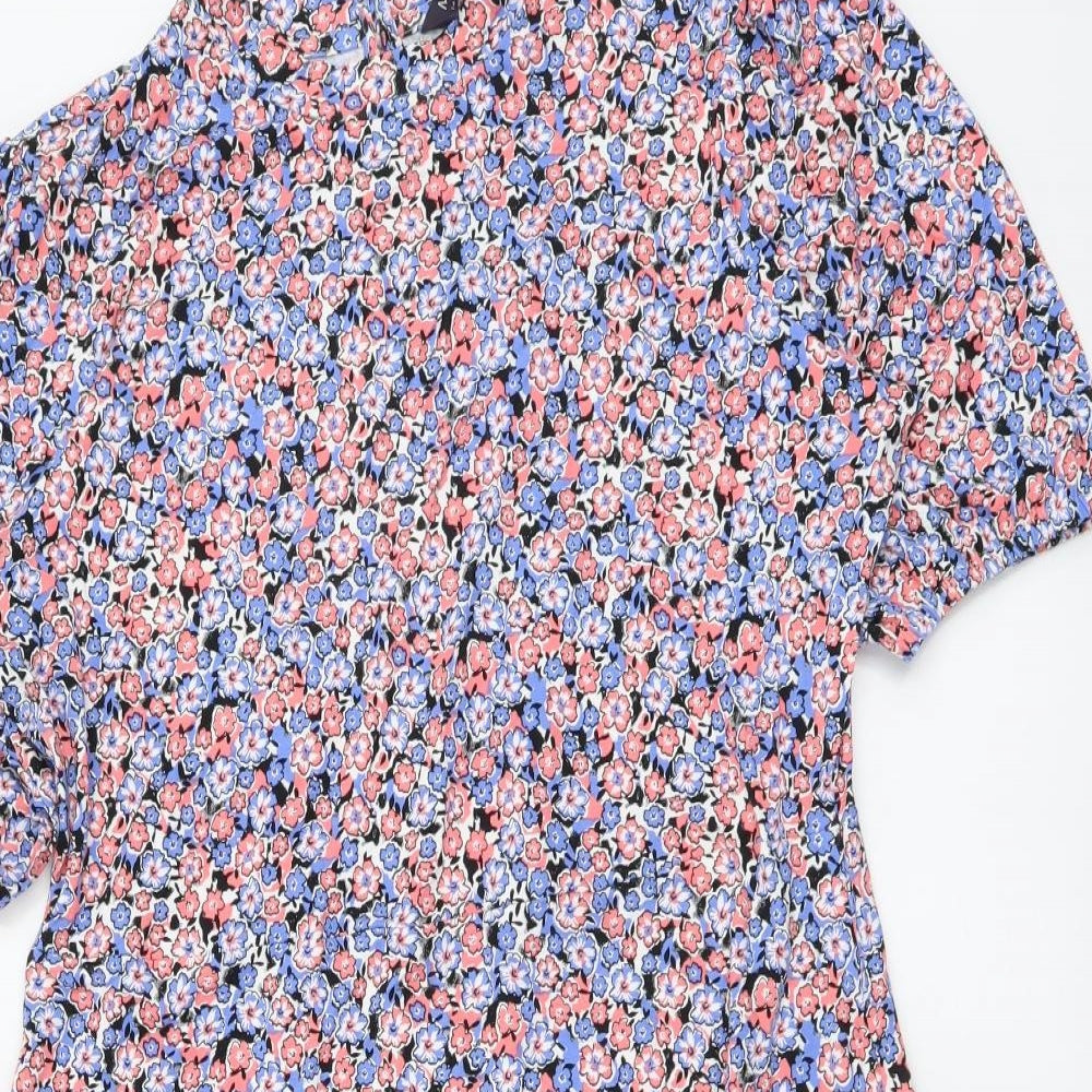 Marks and Spencer Womens Multicoloured Floral Viscose A-Line Size 14 Mock Neck Pullover