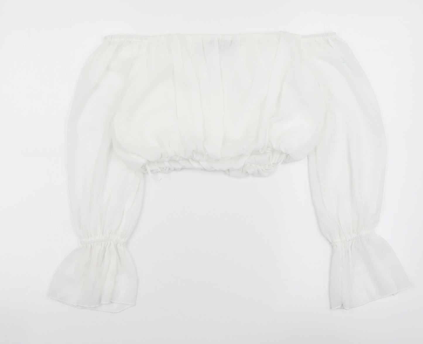 I SAW IT FIRST Womens White Polyester Cropped Blouse Size 8 V-Neck