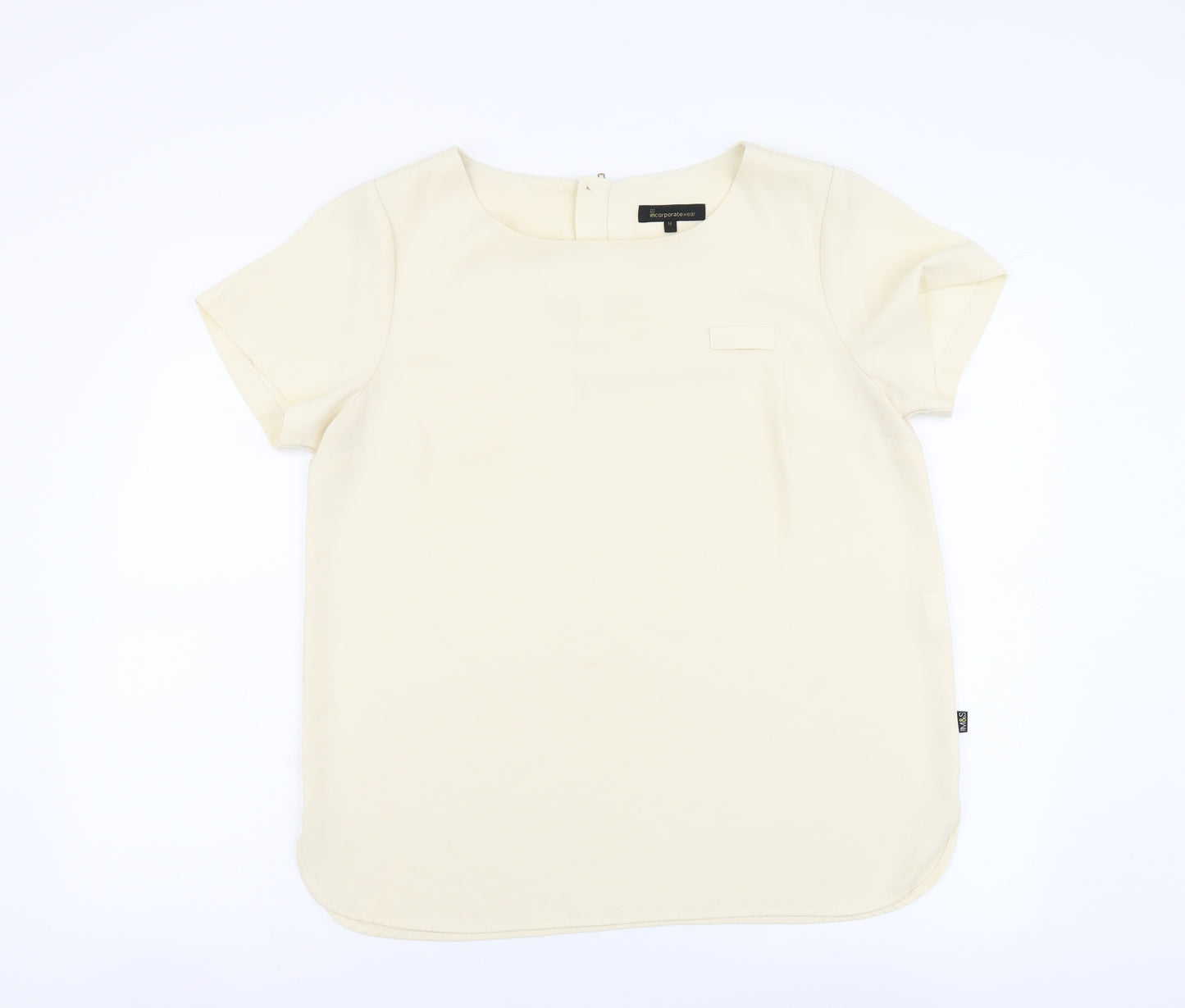 Incorporatewear Womens Ivory Polyester Basic Blouse Size 14 Round Neck