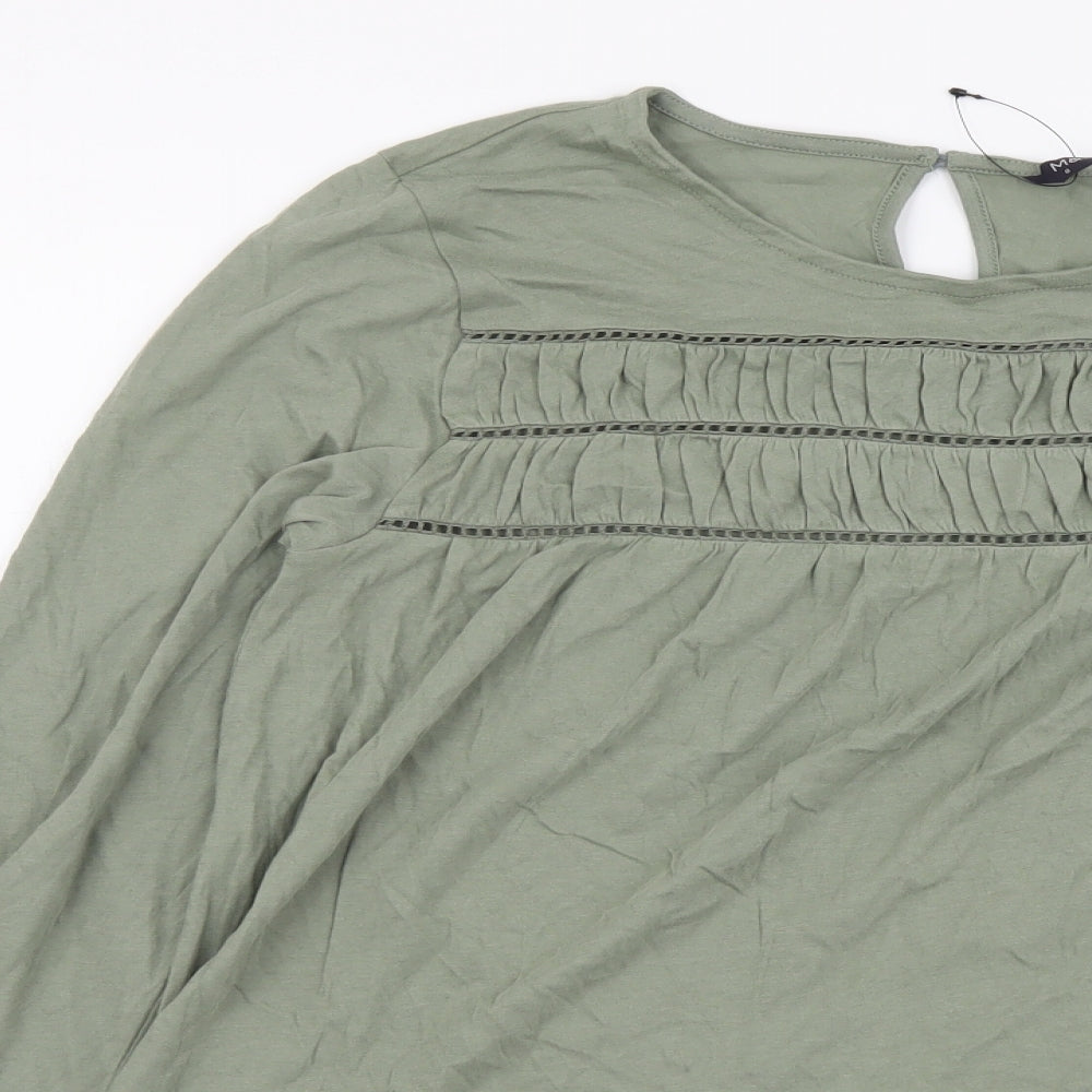 Marks and Spencer Womens Green Cotton Basic Blouse Size 8 Round Neck