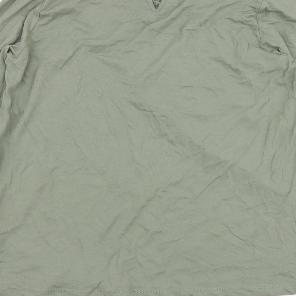 Marks and Spencer Womens Green Cotton Basic Blouse Size 8 Round Neck