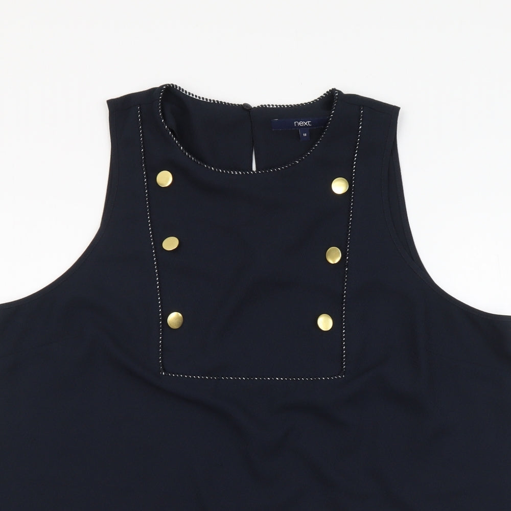 NEXT Womens Blue Polyester Basic Tank Size 18 Round Neck