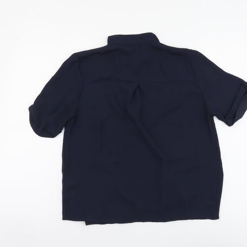 Topshop Womens Blue Polyester Basic Blouse Size 8 V-Neck