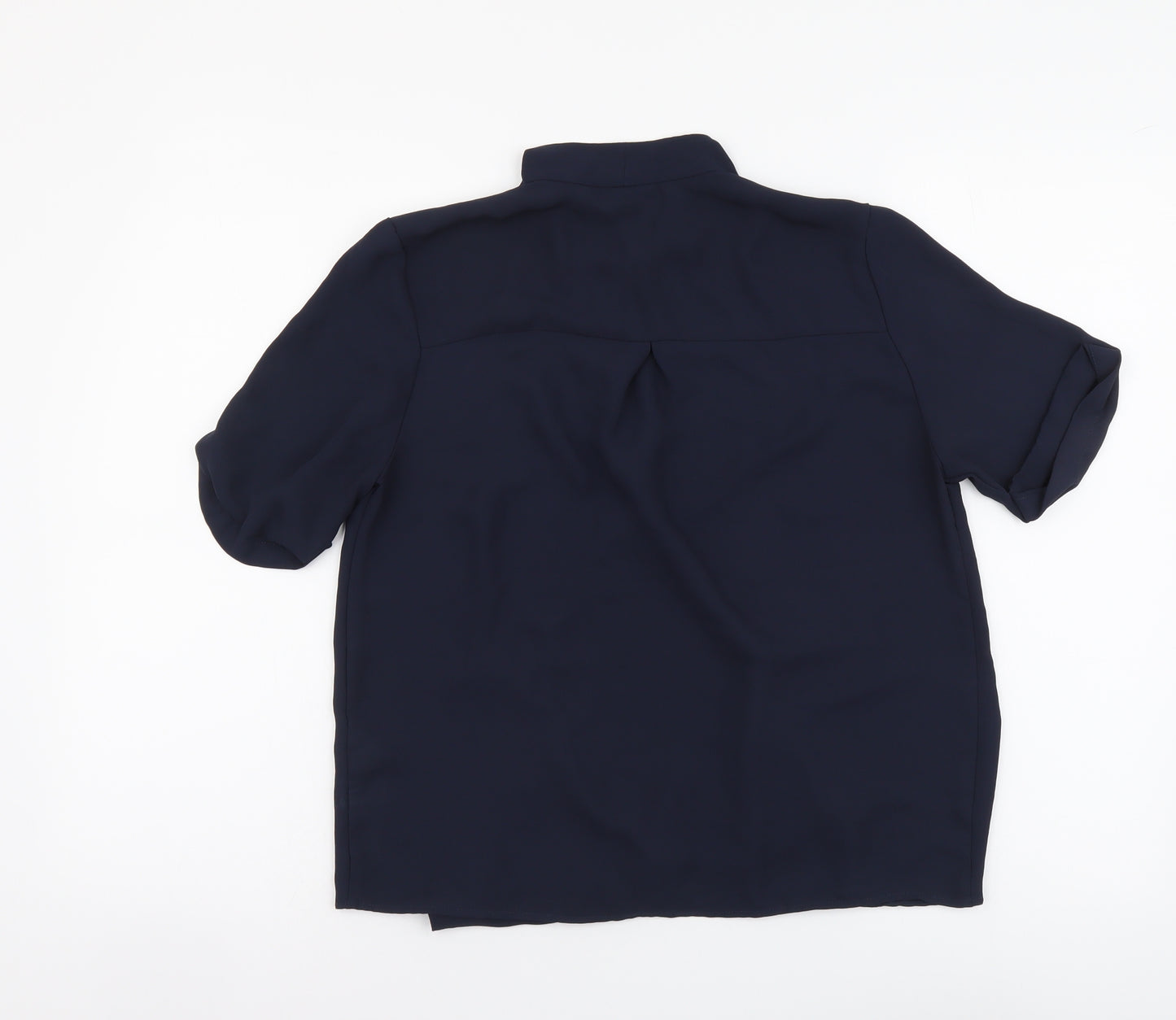 Topshop Womens Blue Polyester Basic Blouse Size 8 V-Neck