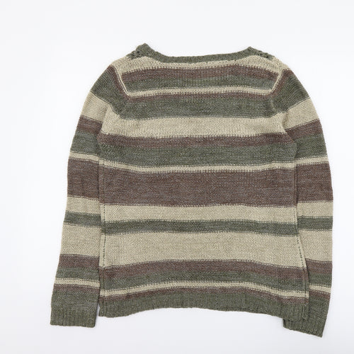 E-vie Womens Multicoloured Round Neck Striped Acrylic Pullover Jumper Size 14