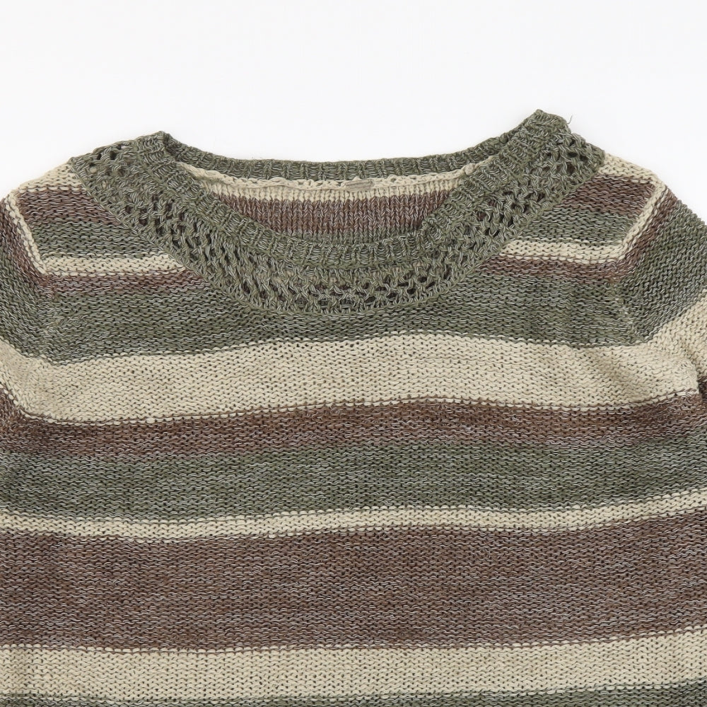 E-vie Womens Multicoloured Round Neck Striped Acrylic Pullover Jumper Size 14