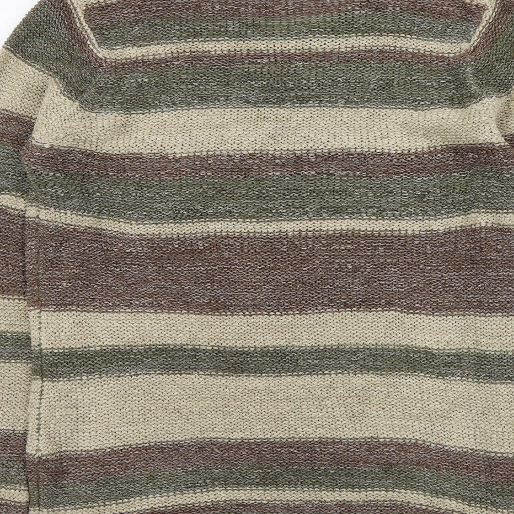 E-vie Womens Multicoloured Round Neck Striped Acrylic Pullover Jumper Size 14