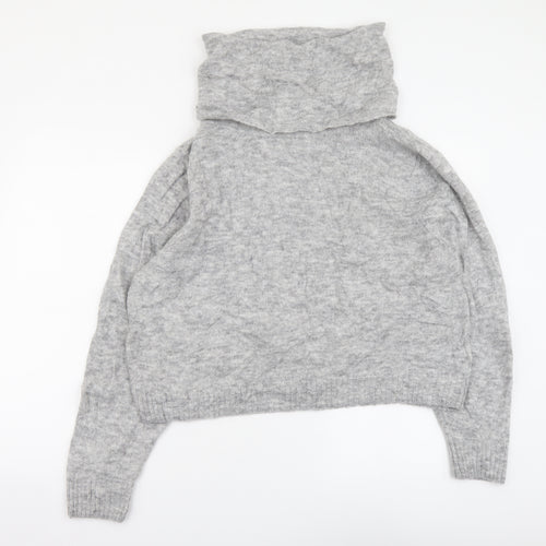 H&M Womens Grey Roll Neck Acrylic Pullover Jumper Size S