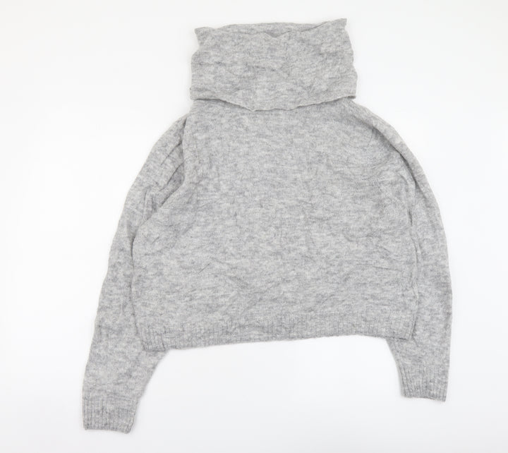 H&M Womens Grey Roll Neck Acrylic Pullover Jumper Size S