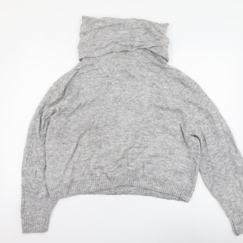 H&M Womens Grey Roll Neck Acrylic Pullover Jumper Size S