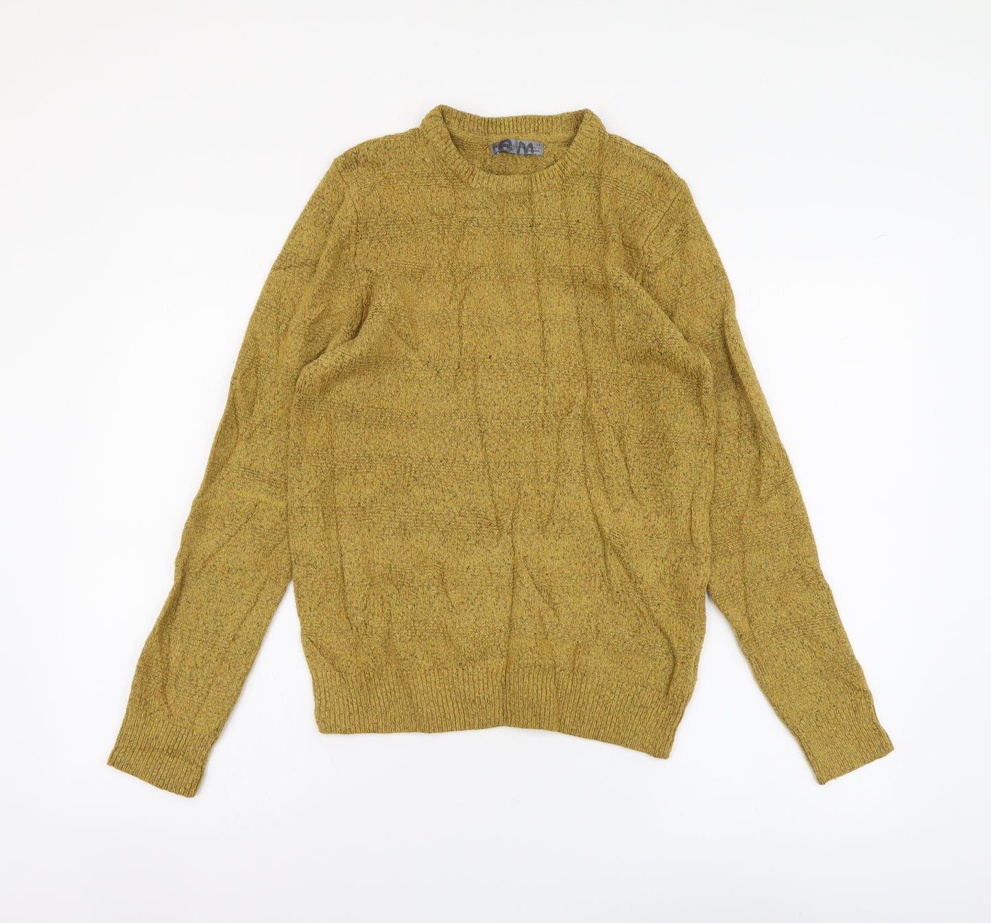 Marks and Spencer Womens Yellow Round Neck Acrylic Henley Jumper Size M