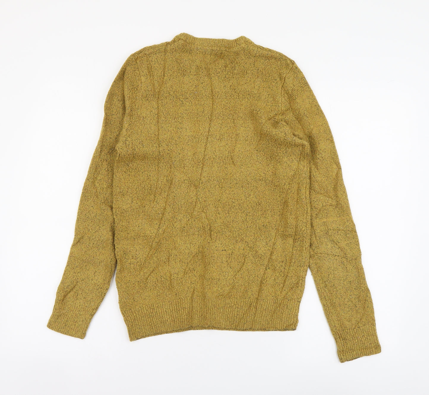 Marks and Spencer Womens Yellow Round Neck Acrylic Henley Jumper Size M
