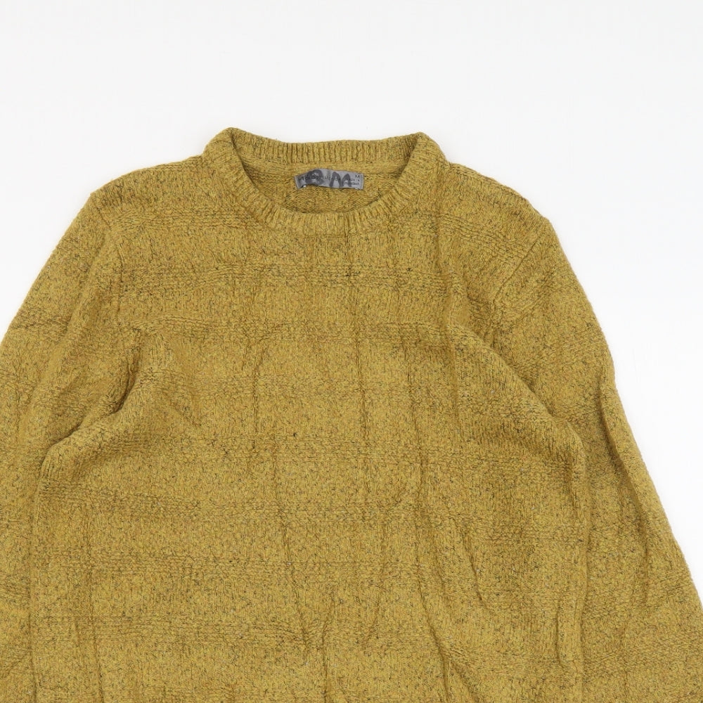 Marks and Spencer Womens Yellow Round Neck Acrylic Henley Jumper Size M