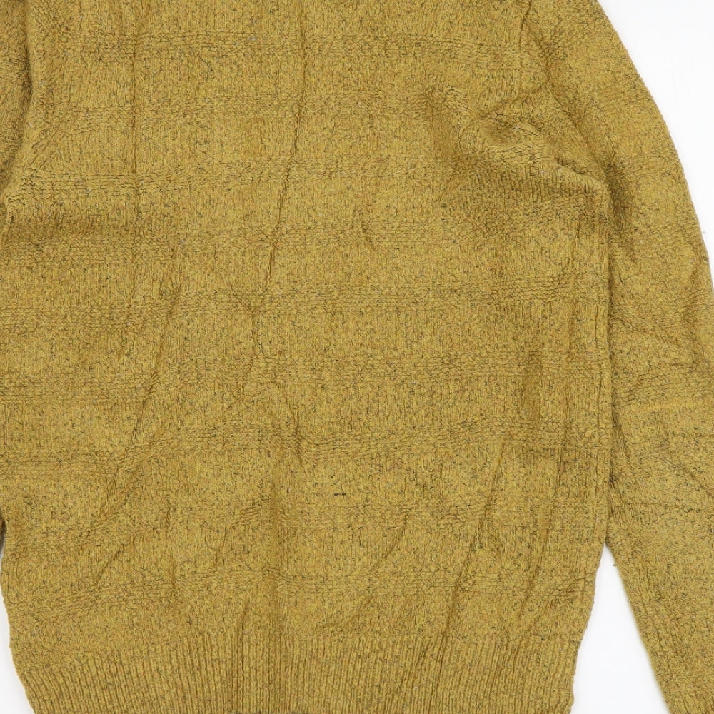 Marks and Spencer Womens Yellow Round Neck Acrylic Henley Jumper Size M
