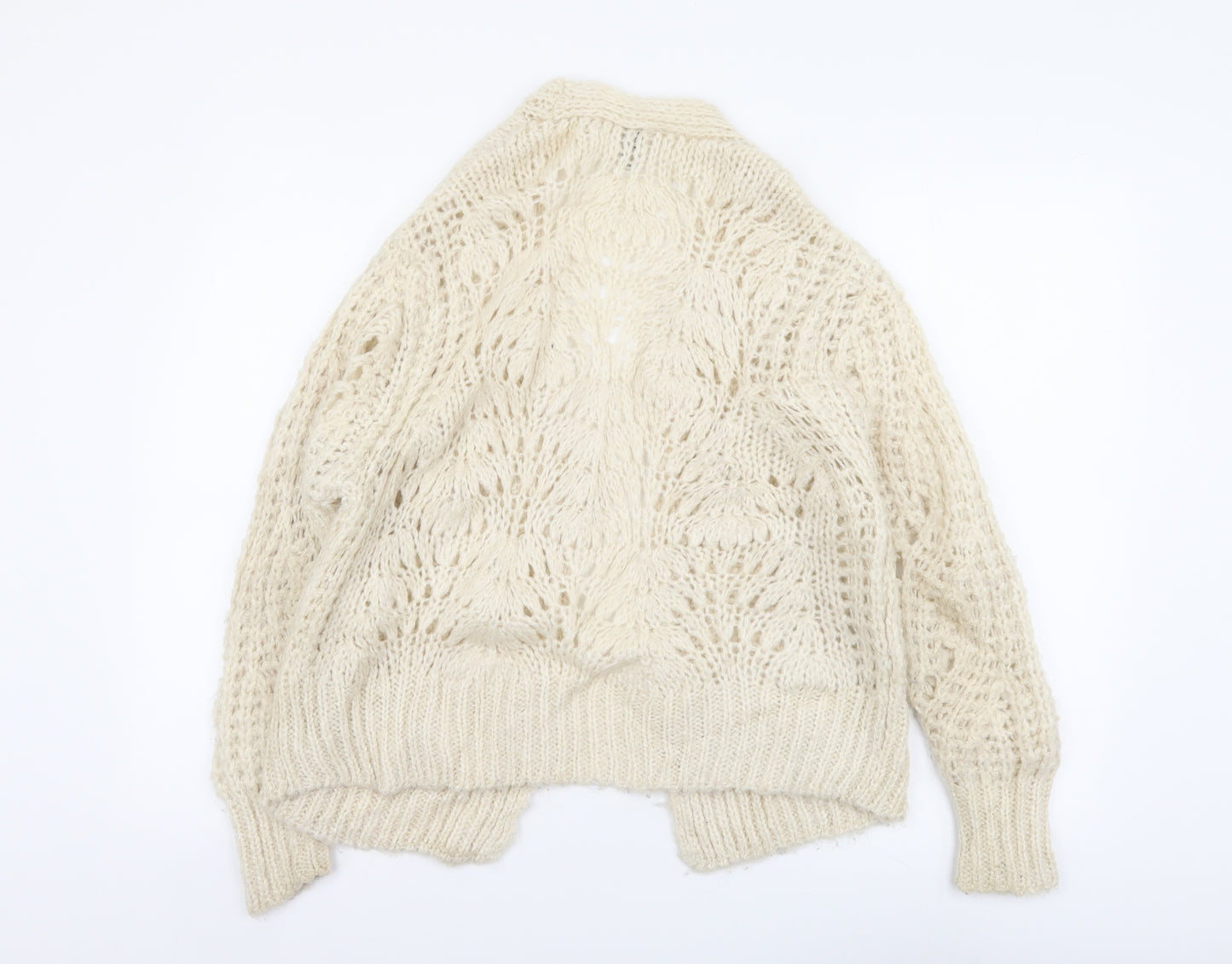 River Island Womens Beige V-Neck Acrylic Cardigan Jumper Size XS